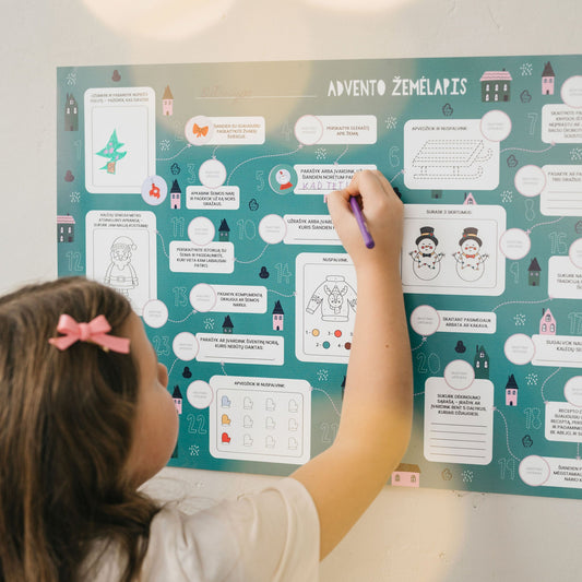 Advento plakatas-žemėlapis su 24 lipdukais