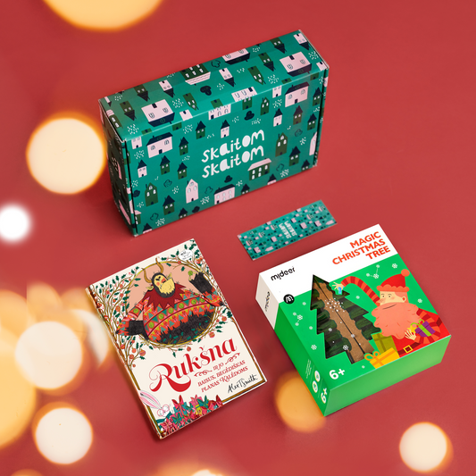 8-10 m. vaikams: šventinė advento knygų dėžutė su plakatu