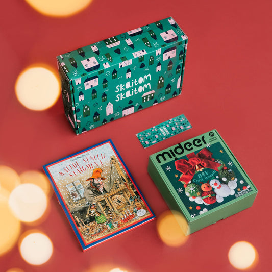 8-10 m. vaikams: šventinė advento knygų dėžutė su plakatu