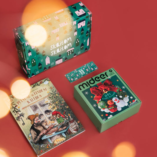 4-7 m. vaikams: šventinė advento knygų dėžutė su plakatu